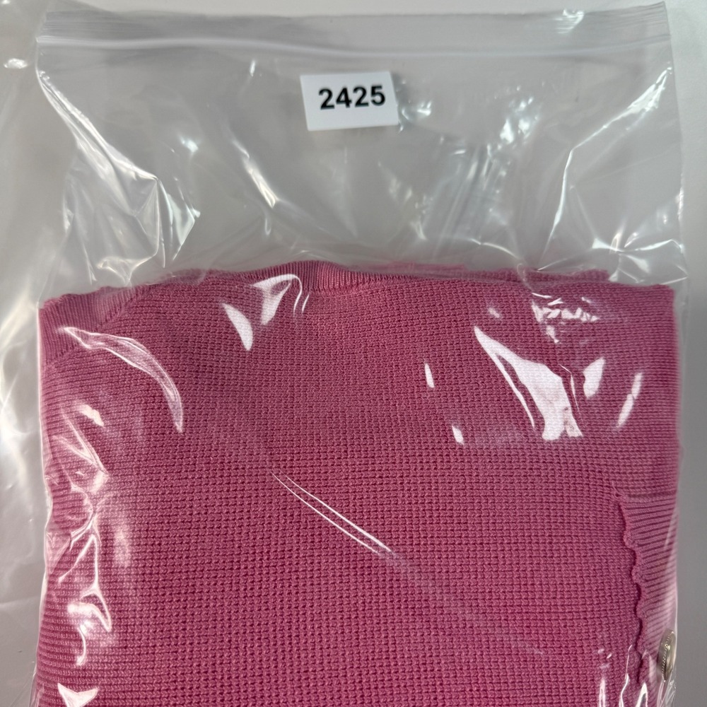 Adrianna Papell Women M/L Cardigan Pink Crop Scalloped Button Preppy Chic Knit - Picture 10 of 11